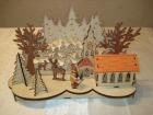 Holz Weihnachtsdorf mit LED Beleuchtung neuwertig