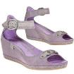 Via Milano Wedges Sandalen VOLL-LEDER Lila Pastell Flieder Gr. 38 LEDER NEU