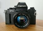 Canon NEW F-1 mit 50 mm 11. 4 FD Objektiv AE Motor Drive und Blitzgerät 155A