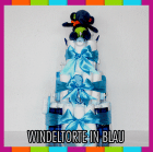 Windeltorte XXL in rosa blau grün und gelb zur Taufe oder Geburt